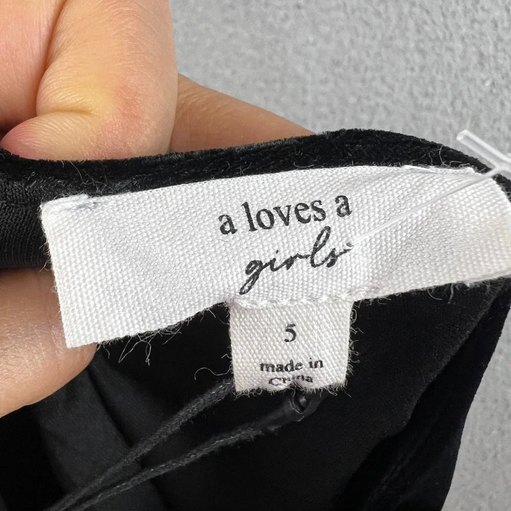 A Loves A Girls Black Velvet Bow Front Long Sleeve Dress Kids Size 5 NWT